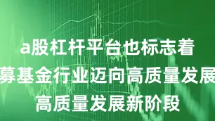 a股杠杆平台也标志着我国公募基金行业迈向高质量发展新阶段